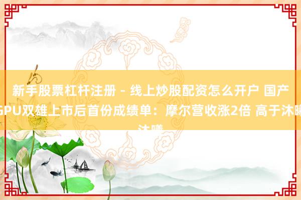 新手股票杠杆注册 - 线上炒股配资怎么开户 国产GPU双雄上市后首份成绩单：摩尔营收涨2倍 高于沐曦