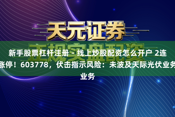 新手股票杠杆注册 - 线上炒股配资怎么开户 2连涨停！603778，伏击指示风险：未波及天际光伏业务