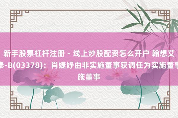 新手股票杠杆注册 - 线上炒股配资怎么开户 翰想艾泰-B(03378)：肖婕妤由非实施董事获调任为实施董事